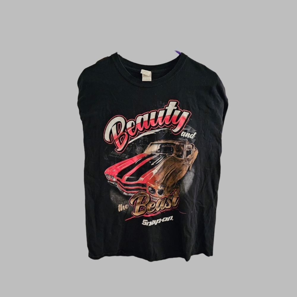 Vintage Snap On Shirt Mens XL Black Racing Tool Beauty And The Beast